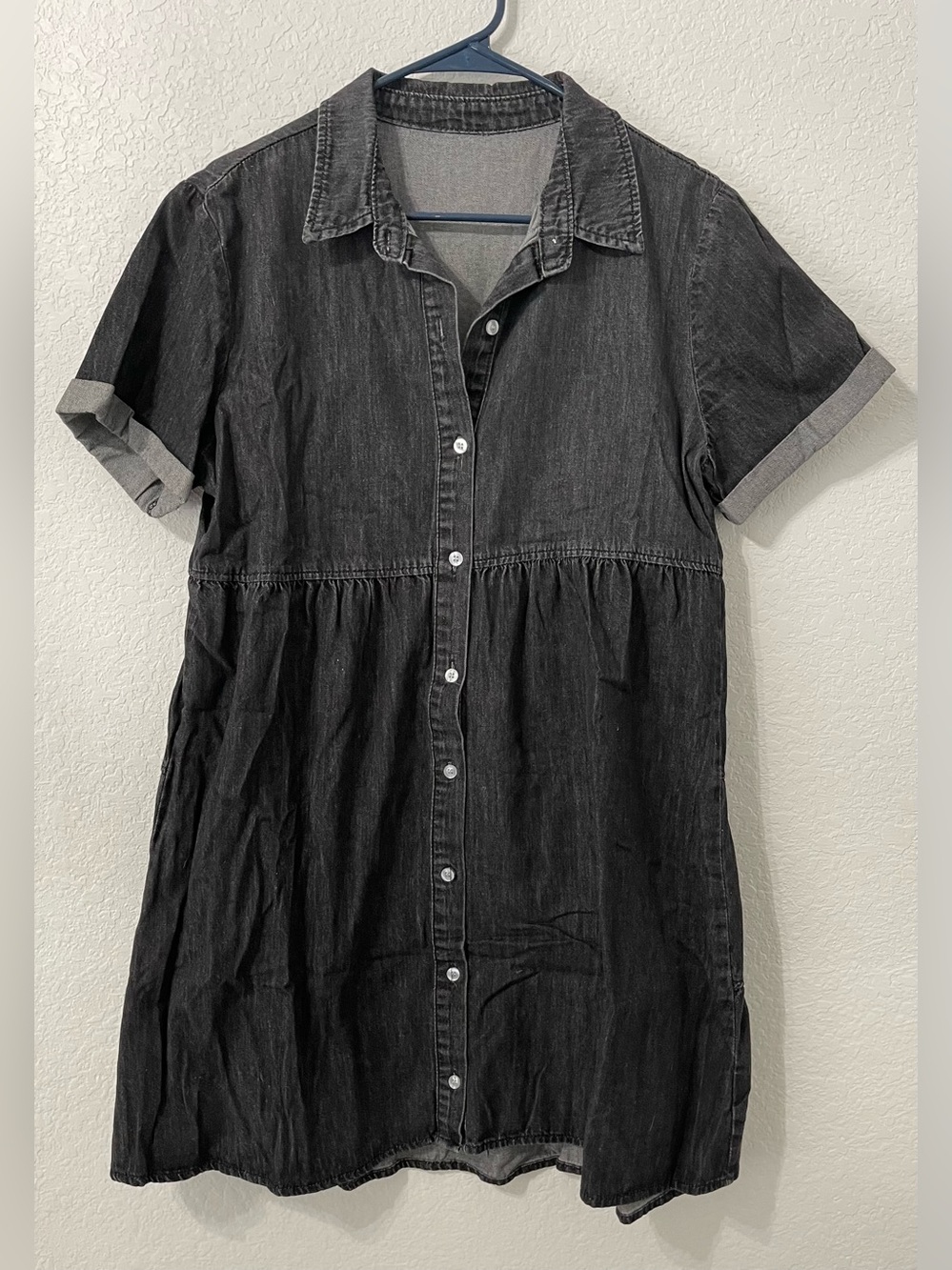 Black Denim Button-Front Women’s Dress